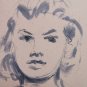 Drawing Sketch on Basket Shapes Mothers Child Portrait Vintage Baby P28.7