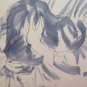 Drawing Sketch on Basket Shapes Mothers Child Portrait Vintage Baby P28.7