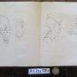 Antique Drawing a Pen on Basket Studio for Faces Human Opera Original P28.5