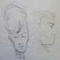 Antique Drawing a Pen on Basket Studio for Faces Human Opera Original P28.5