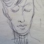 Antique Drawing a Pen on Basket Studio for Faces Human Opera Original P28.5