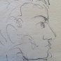 Antique Drawing a Pen on Basket Studio for Faces Human Opera Original P28.5