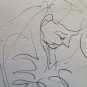 Antique Drawing a Pen on Basket Studio for Faces Human Opera Original P28.5