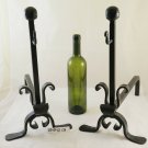 Andirons for Fireplace Period Pair of Wrought Iron Vintage