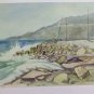 Painting Vintage to Watercolour Signed Pancaldi Landscape of Sea Marina P31