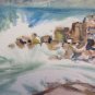 Painting Vintage to Watercolour Signed Pancaldi Landscape of Sea Marina P31