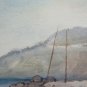 Painting Vintage to Watercolour Signed Pancaldi Landscape of Sea Marina P31