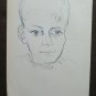Old Sketch Drawing on Basket with Portrait Girl Woman Years 50 60 P28.8