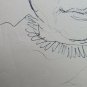 Old Sketch Drawing on Basket with Portrait Girl Woman Years 50 60 P28.8
