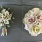 Two Figurines Floral Porcelain Bisquit a Capodimonte Bouquet Flowers PS8