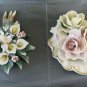 Two Figurines Floral Porcelain Bisquit a Capodimonte Bouquet Flowers PS8