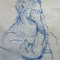 Drawing Antique Studio Preparatory Portraits Portrait Sketch Original P28.5