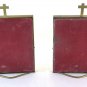 Two Old Cornci Altar Cards with cross Crucifix Frame Period GR11