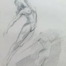 Old Drawing on Basket Sketch Studio Nude Feminine Ballerina Dance P28.9
