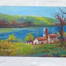Painting Antique Landscape Style Impressionist Signed Painting Oil Board M