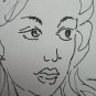 Mother with child Old Drawing Sketch Sketching Pen on Basket Vintage P28.9