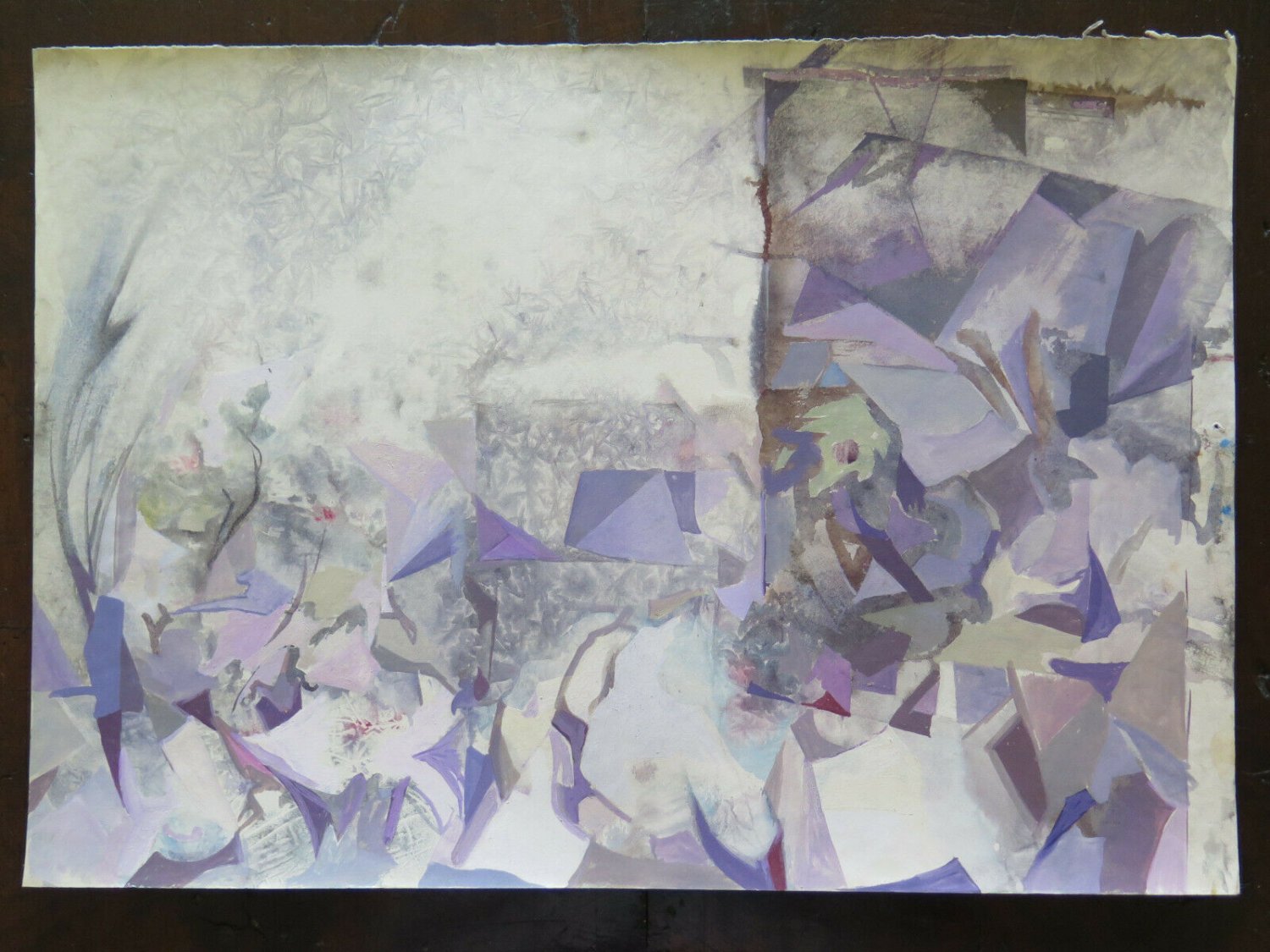 19 11/16x14 3/16in Painting Abstract Onirico with the Technical Frost Old Age