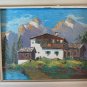 Painting Oil on board Painting Landscape Alpine Alps with Gites Mountains G38