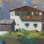 Painting Oil on board Painting Landscape Alpine Alps with Gites Mountains G38