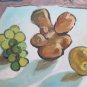 Nature Still with Landscape Painting Antique Oil on board Warranty p12