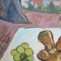 Nature Still with Landscape Painting Antique Oil on board Warranty p12