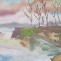 Painting Watercolour on Basket Preparatory Sketch Landscape Autumn P28.4