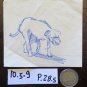 Drawing Sketch Antique on Back of a Bill Exchange Figure Dog Solitaire P28.5