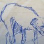 Drawing Sketch Antique on Back of a Bill Exchange Figure Dog Solitaire P28.5