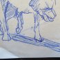 Drawing Sketch Antique on Back of a Bill Exchange Figure Dog Solitaire P28.5