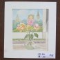 Small Painting Vintage D'Author Watercolour on Basket Blossom Floral P31