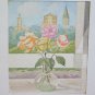 Small Painting Vintage D'Author Watercolour on Basket Blossom Floral P31