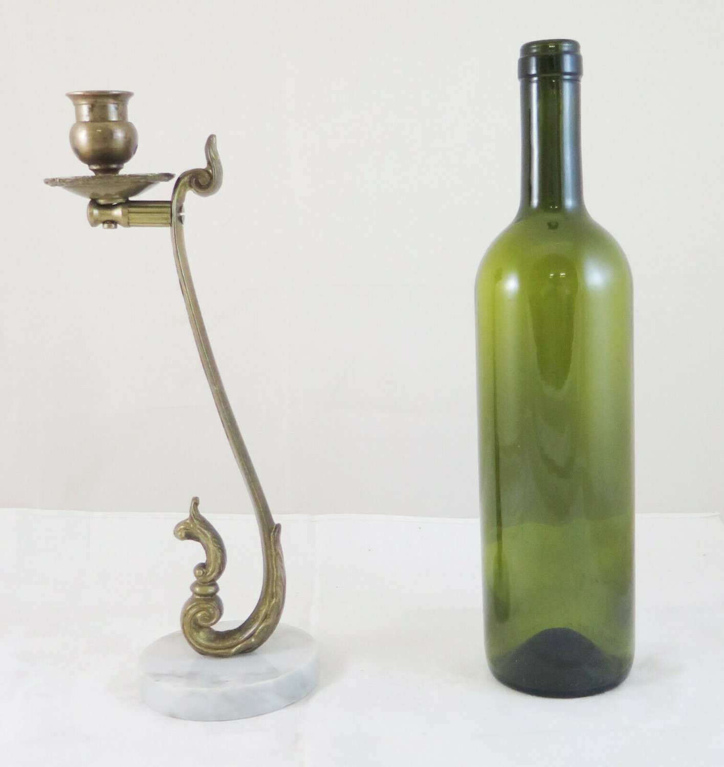 Candlestick Bronze Golden Style Baroque with Base in Marble First 900 CH9