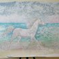 39 3/8x27 5/8in Painting Vintage Technical Mixed Horse Landscape Ice P33.4