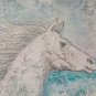 39 3/8x27 5/8in Painting Vintage Technical Mixed Horse Landscape Ice P33.4