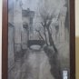 Painting Antique Signed ab 1930 Landscape a Charcoal White Black X1