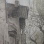 Painting Antique Signed ab 1930 Landscape a Charcoal White Black X1