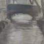 Painting Antique Signed ab 1930 Landscape a Charcoal White Black X1