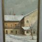 Painting Oil on Linen Signed Cacciamali Winter in Patio Landscape Countryside X9