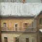 Painting Oil on Linen Signed Cacciamali Winter in Patio Landscape Countryside X9