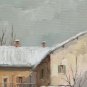 Painting Oil on Linen Signed Cacciamali Winter in Patio Landscape Countryside X9