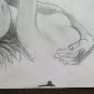 Two Drawings the Kiss Lover Old Drawing Sketch Pencil Basket Sketch P28.9