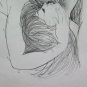 Two Drawings the Kiss Lover Old Drawing Sketch Pencil Basket Sketch P28.9