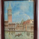 View of Venice Saint Marco Antique Painting to Watercolour Twentieth Century G6