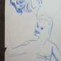 Old Sketch of Painter Modenese G.Pancaldi Nude Female & Faces P28.9
