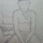 Antique Sketch Pencil on Basket Drawing Signed and Dated '54 Portraits P28M