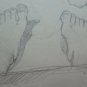 Antique Sketch Pencil on Basket Drawing Signed and Dated '54 Portraits P28M