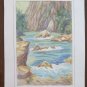 Small Painting Antique Landscape Di Montagna to Watercolour Signed Vintage P31