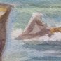 Small Painting Antique Landscape Di Montagna to Watercolour Signed Vintage P31