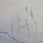 Sketch Pencil on Basket Drawing Studio Nude Body Feminine Vintage P28.5