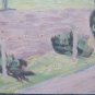 Small Painting Antique Oil on board Painting Landscape with Trees Original p1